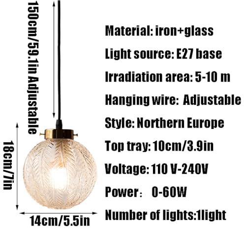 Lámpara colgante de cristal E27 individual para decoración de techos 7