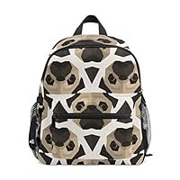 Polygonal Pattern with Pug Head Toddler Backpack Kindergarten Preschool Kids Bag