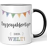 JUNIWORDS Tasse, Bester Flugzeugabfertiger der Welt, Schwarz (5699540)