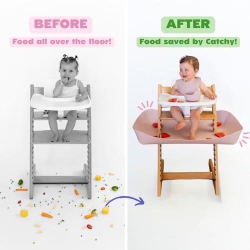 Image of CATCHY -Food Catcher-Compatible with Stokke Tripp Trapp High Chair +11 Other High Chairs-Highchair Sold Separately-Baby & Toddler Food & Mess Catcher-Premium Linen Inspired -Under High Chair Accessory | High Chair Food Catcher - High Chair Sold Separately - Baby & Toddler Food & Mess Catcher - Under High Chair Accessory