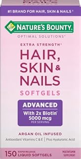 Nature's Bounty Hair, Skin & Nails Rapid Release Softgels, Argan-Infused Vitamin Supplement with Biotin and Hyaluronic Acid, Supports Hair, Skin, and Nail Health for Women, 150 Count