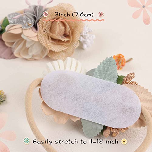 Vobobe Baby Girl Nylon Headbands Infant Flower Elastic Hair Band Bows Wraps For Newborn Toddler Hair Accessories Pack Of 6 (A-Beige) #TOP2