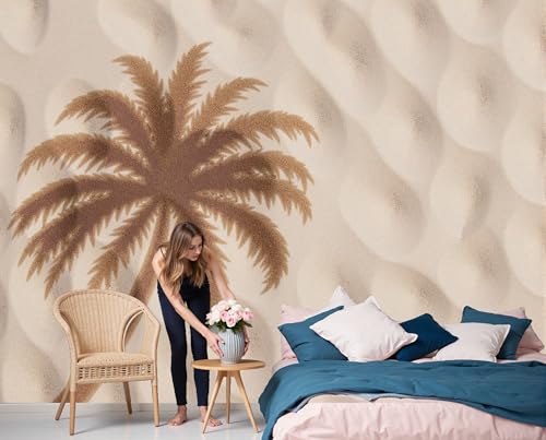 Papier peint palmiers panoramique texture sableuse chic - 7