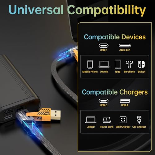 Image of Butee Original 4 in 1 65W Multi-Function Super Fast USB C Cable, Gold Plated 27W USB C to Lightning Cable, Compatible with MacBook Pro, iPhone 15 14 13 12 Series /S /A /M /F /Z /Note Series