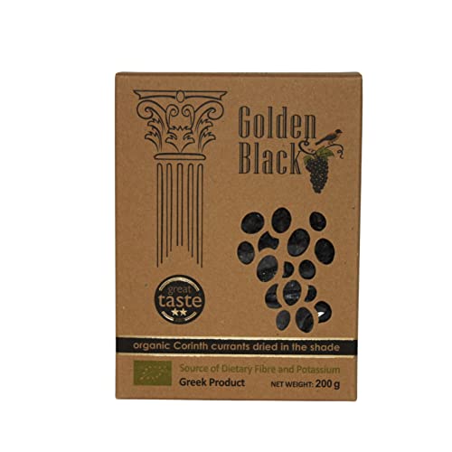 Golden Black Pasas de Corinto Griegas Secas BIO Secado a la Sombra 200 g, Paquete de 3 x 200g, (Total: 600g)