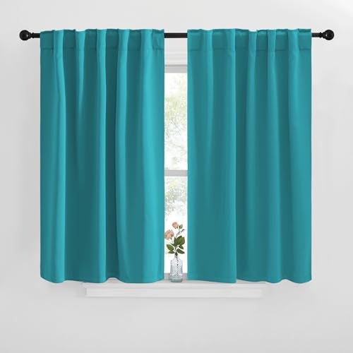 NICETOWN Blackout Curtains and Drapes for Kitchen - (Peacock Teal Color) 42 inches Wide by 40 inches Long, 2 Panels Set, Thermal Insulated Blackout Wi