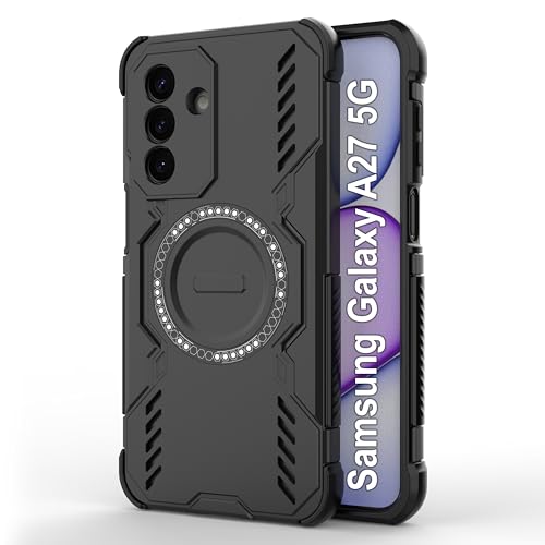 Image of Zapcase Back Case Cover for Samsung Galaxy A27 5G | Magnetic Case with Built-in Metal Ring | Supports MagSafe Charger, Wallet & Car Mount | Shockproof Hybrid PC + TPU | Black