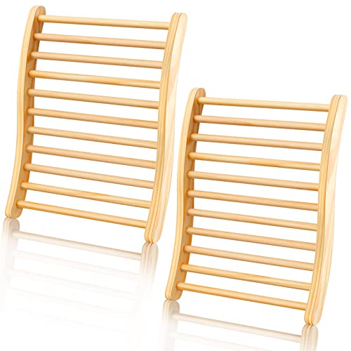 Mudder 2 Pack Sauna Backrest Infrared Wooden Sauna Accessories Backrest Slip-Resistant Cedar Ergonomic Sauna Backrest Sauna Chair with Back Universal for Barrel or Infrared Sauna Resting