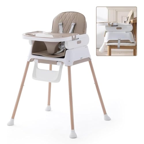 White Adjustable Baby High Chair, 3 in 1 Convertible Toddlers Feeding Booster for Eating, 67 * 60 * 90CM