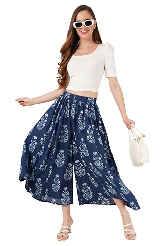 Image of COTLAND Fashions Jaipuri Cotton Printed Flared Palazzo Pants for Women
