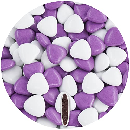 EinsSein 1kg Dragees mariage au chocolat cœur Mix médium blanc-violet brillant dragées baptême communion amandes feter et recevoir fêter de fete couleur pas cher aux bombe tag voir mes etui contenant