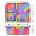 PrimaStella Unbreakable Silicone Lunch Box for Kids and Adults - Leak Proof Divided Bento Box (Rainbow Swirl)