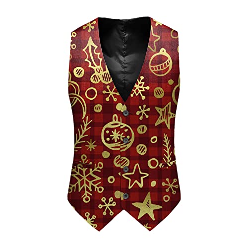 Chaleco casual de hombre ropa de invierno con botones y traje estampado de navidad