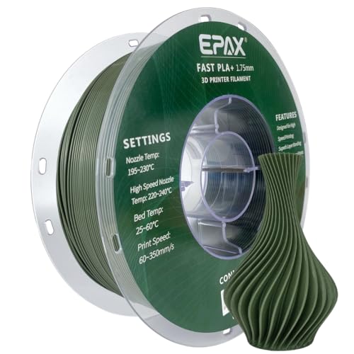 Image of EPAX High Speed PLA+ 3D Printer Filament, Fast PLA 3D Printing Filament, 1.75mm, Dimensional Accuracy + /- 0.03 mm, 1KG Spool (Military Green)