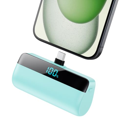 Mini Portable Charger with USB-C Connector 5200mAh,Compact LCD Display Power Bank,Cute Battery Pack Compatible with iPhone 15/15 Plus/15 Pro/15 Pro Max, Samsung S22/23, Android Phone,iPad Pro/Air etc