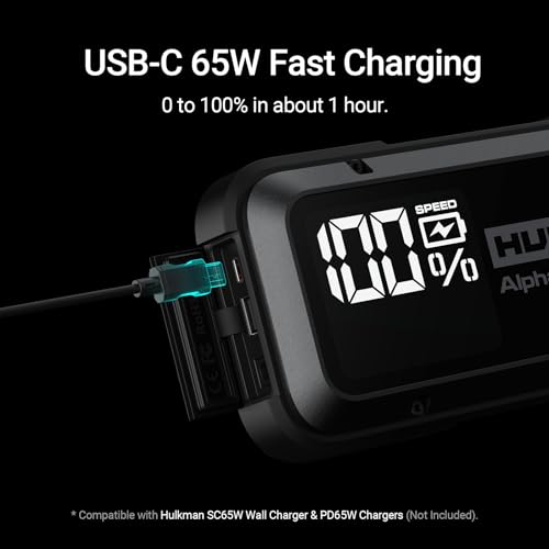 Image of Hulkman Alpha Pro 1750A Jump Starter, 59.2Wh High-Capacity Car Battery Jump Starter, PD65W Fast Charging in & Out, 3.3 inch Smart Display Jump Box, 12V Jump Pack for 8.0L Gas /5.0L Diesel, Solid Black
