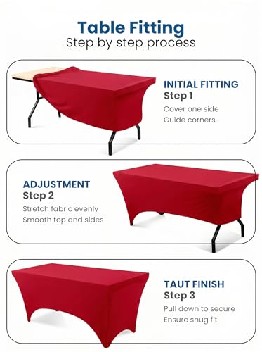 Image of Utopia Kitchen Spandex Tablecloth 2 Pack [4FT, Red] Tight, Fitted, Washable and Wrinkle Resistant Stretch Table Cloth Rectangle Cover for Trade Show, Weddings & Parties [48Lx30Wx30H Inch]