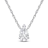 1 CTTW Pear Shaped Diamond Necklace | Solid 14KT White Gold Floating Diamond Pendant Necklace | Lab Created GH VS SI Diamonds | Sparkling Diamond Jewelry for Women