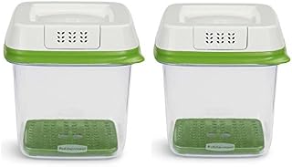 Rubbermaid FreshWorks Produce Saver Food Storage Container, Medium, 6.3 Cup, Green/ Set of