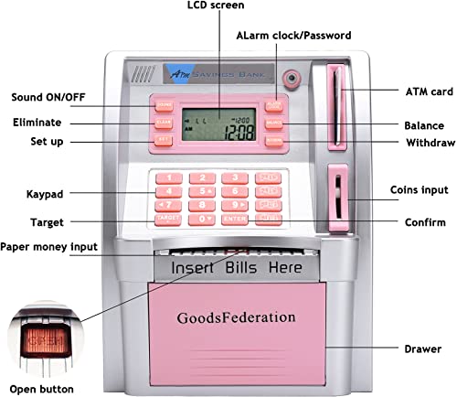 Goodsfederation ATM Piggy Bank For Real Money For Kids Adults,Toy Money Bank thumb #2