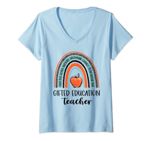 Mujer Boho Gifted Education Profesor Boho Rainbow Camiseta Cuello V