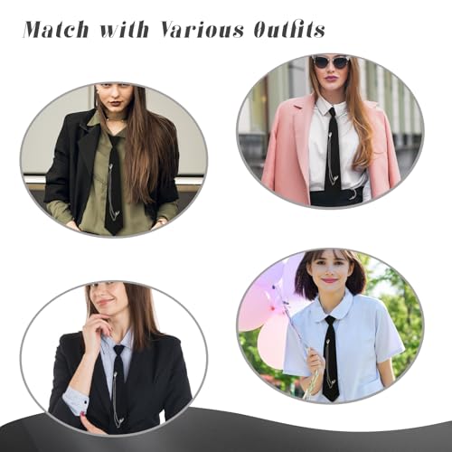 Image of LJBFNN Pre-Tied Ties for Women with Metal Chain, Uniform Shirt Accessory