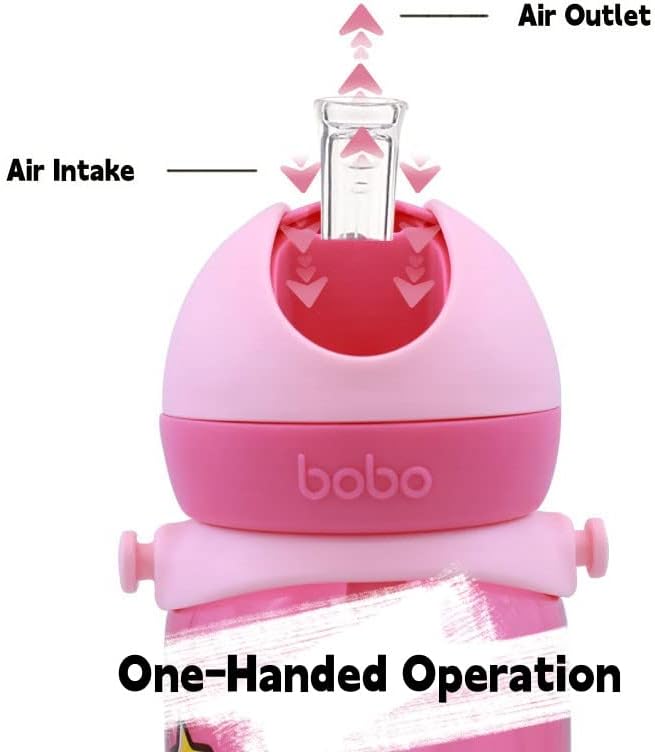 YOHKOH Kids Water Bottle for School with Straw, 13oz Reusable Kids School Water Bottle with Strap, Leak-Proof Portable Sports Water Bottle for Girls Boys BPA-free (Red-1) - Image 2