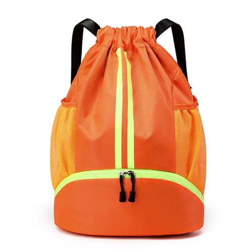 Image of JELUTAR Drawstring Backpack Gym Bag with Shoes Compartment, Orange