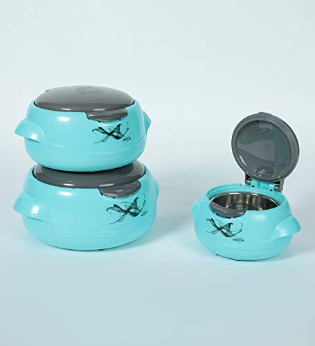 Image of MILTON Microwow One Touch Insulated Inner Steel Casserole Jr Set of 3, Blue