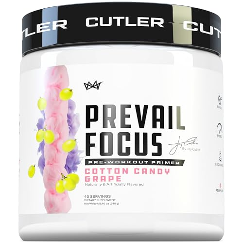 Image of Prevail Pre Workout Powder with Nootropics: Pre Workout for Men and Women, Cutting Edge Energy and Focus Supplement with L Citrulline, Alpha GPC, L Tyrosine | Cotton Candy Grape, 40 Scoops