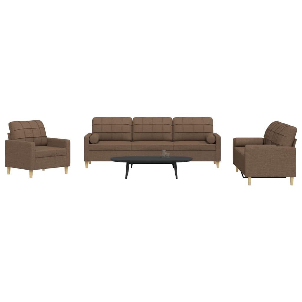 Hothingwell Sofa 3-osobowa brązowa tkanina poliestrowa