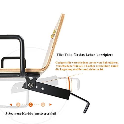 Unistrengh Wooden Bike Front Basket Adjustable Folding Simple Bicycle Front Pannier Basket Front Bike Rack Holland Bike Carrier (Black - 11.8''L X 8.7''(Upper Width)/5.9''(Below Width) X 3.9''D) #TOP6