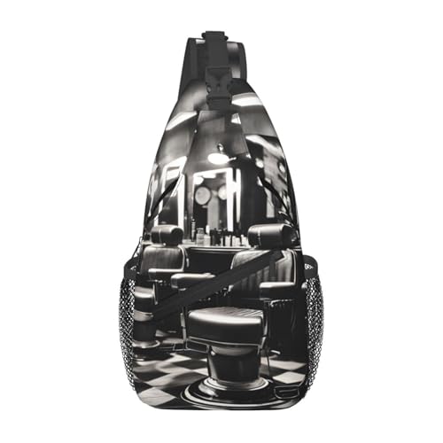 Mochila crossbody deportiva unisex estilo barbería monocromo