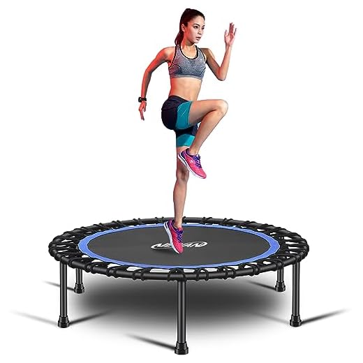 Newan 40'' Silent Fitness Mini Trampoline - Indoor Rebounder for Adults - Best Urban Cardio Jump Fitness Workout Trainer, Covered Bungee Rope System - Max Limit 330 lbs