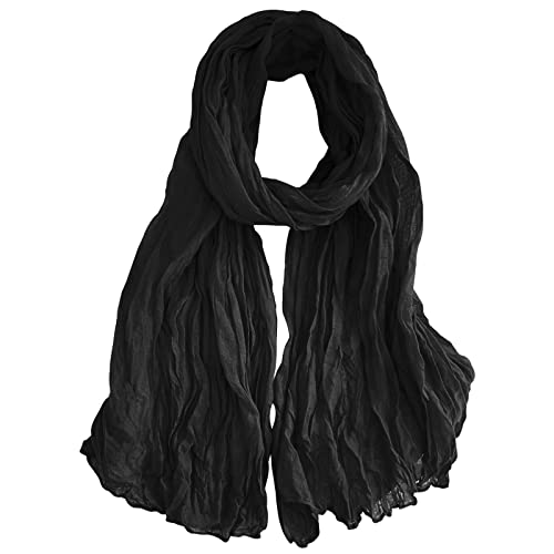 Summer Cotton Blend Crinkle Vintage Soft Scarf Fashion Solid Color Scarves Wrap Shawl2