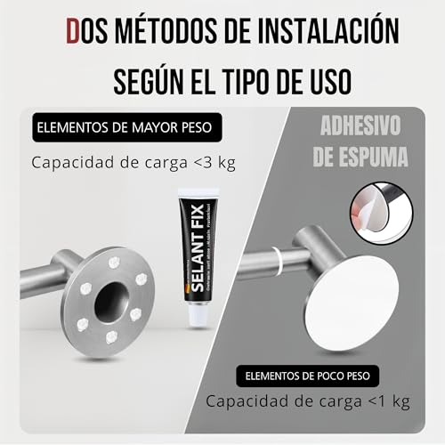 Toalleros De Baño Sin Taladro - Colgador Toalla Baño - Cuelga Toallas Baño Adhesivo - Toallero Adhesivo Baño - Accesorios Baño Sin Taladro - Toallero Sin Taladro (Acero Cepillado) - imagen 6