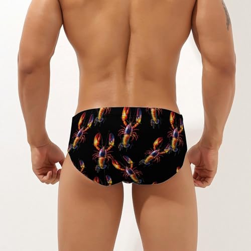 Watercolor Boston Lobster Mens Swim Briefs Bikini Sexy Low Rise Trunks Swimsuit Bathing Suit Beach2