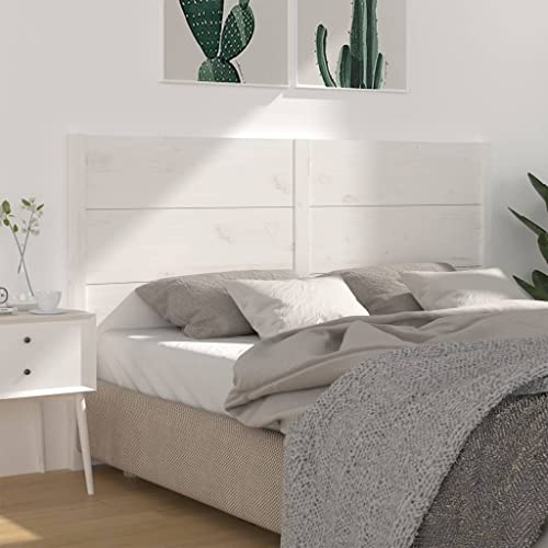 Cabeceros y estribos, camas y accesorios, cabecero blanco 141 x 4 x 100 cm, madera maciza de pino