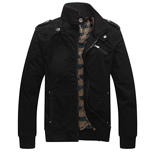 Dwar Men's Casual Long Sleeve Full Zip Fashion Outdoor Jacket with Shoulder Straps