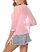 Aiboria Womens 3/4 Sleeve Sheer Mesh Shrug Tie Front Cropped Bolero Cardigan Pink Large
