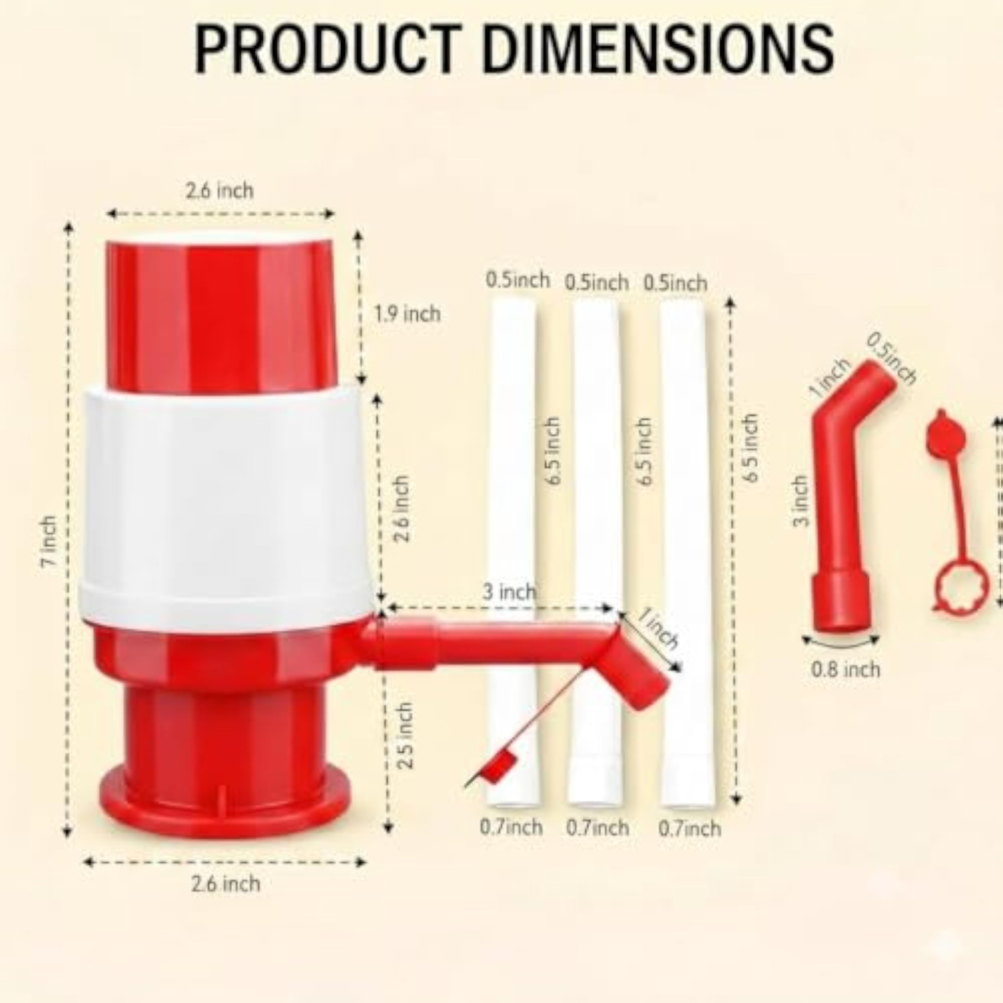 Manual Water Dispenser Pump for 5 Gallon Bottles, Red