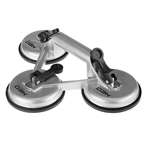 NEO TOOLS Ventouse Pare-Brise Triple 150 kg, Aluminium pour Verre, Plexiglas, Panneaux Laqués, Panneaux Plastiques, Diamètre 120 mm