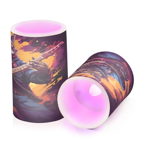 ALAZA Cat (46) Flickering Flameless Candles Battery Operated with Remote Timer,Tea Light Candles LED Pillar Votive Candles Set of 2 for Outdoor Indoor Decorations