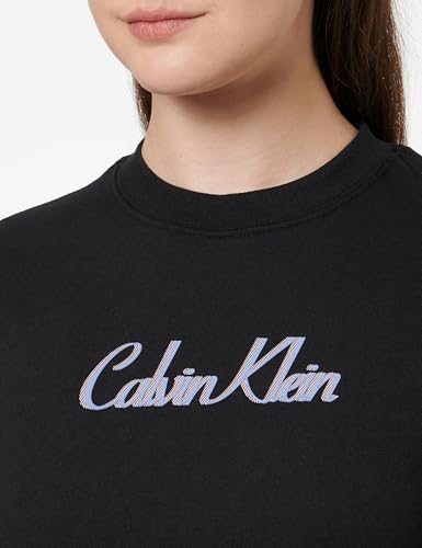 Calvin Klein Damen T-Shirt Kurzarm Classic Logo Tee aus Baumwolle, Schwarz (Black), XS – Ansicht 2