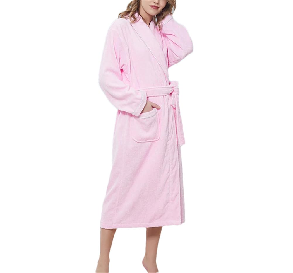Men And Women Long Towel Fleece Bathrobe Kimono Thick Warm Bath Robe Night Sleepwear Dressing Gown