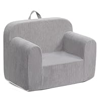BEJOY Toddler Chair Ultra-Soft Snuggle Foam Filled Sofa, Single Corduroy Reading Couch for Boys and Girls, Grey