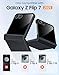 Spugan for Samsung Galaxy Z Flip 7 Case with Privacy Screen Protector & Hinge Protection, Slim Non-Slip Hard Full Body Shockproof Cover Wireless Charging Case for Galaxy Z Flip 7 (Black)