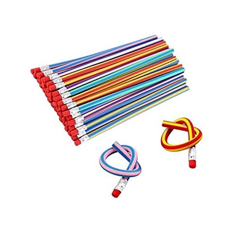 Haawooky 35 Pieces Flexible Soft Pencil Magic Bend Pencils for Kids Children School Fun Equipment Cover