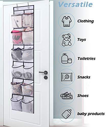Misslo Over The Door Shoe Organizer 12 Large Mesh Pockets Hanging Narrow Closet Door, White, 2 Pack #TOP4