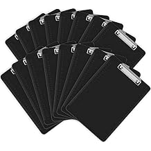 HERKKA 15 Pack Plastic Clipboards - Black, Low Profile A4 Letter Size, 12.5 x 9 Inch